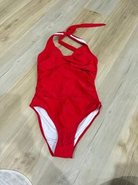 Red Halter One-Piece Swimsuit